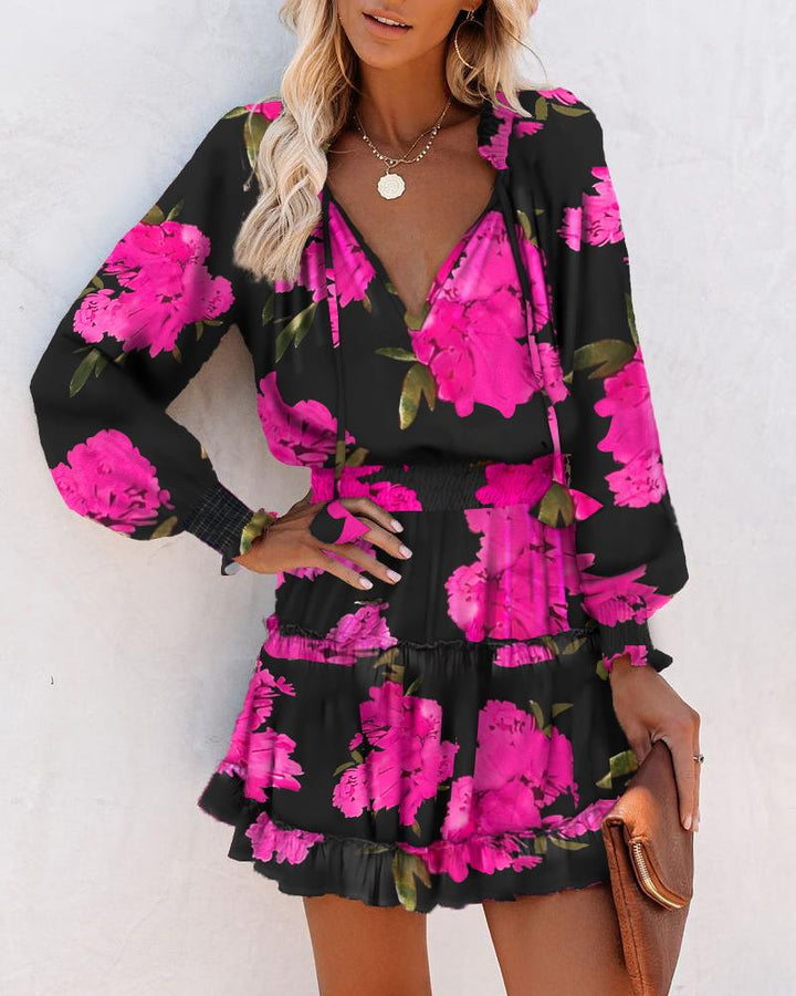 womens-casual-woven-mini-dress-with-neck-ties-and-tiered-ruffles-2