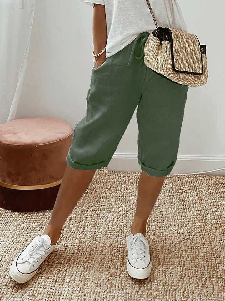 womens-casual-woven-shorts-with-drawstring-waist-and-rolled-hem-3