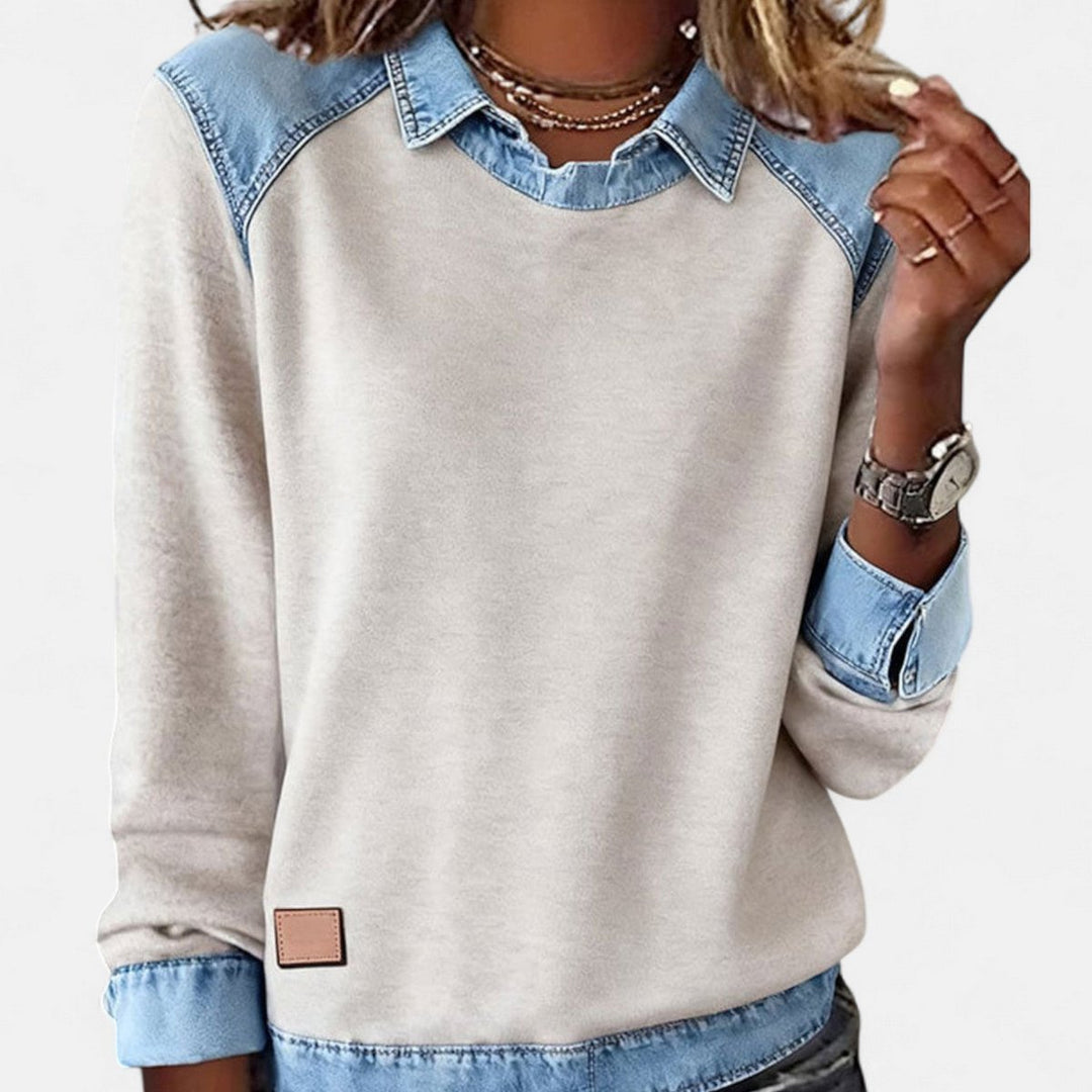 Orlane | Women's Raglan Sweater with Contrast Collar and Shoulder Panels