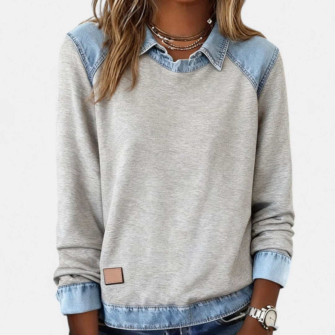 Orlane | Women's Raglan Sweater with Contrast Collar and Shoulder Panels