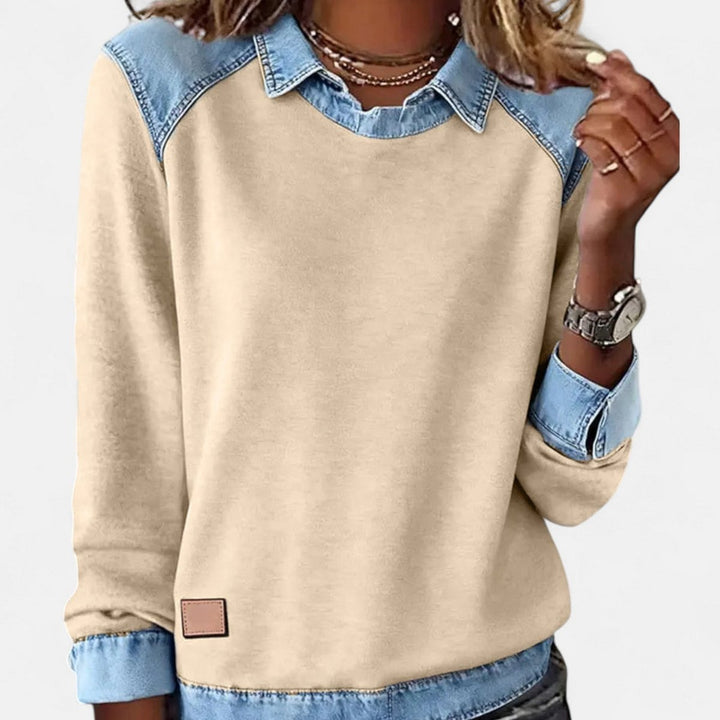 Orlane | Women's Raglan Sweater with Contrast Collar and Shoulder Panels