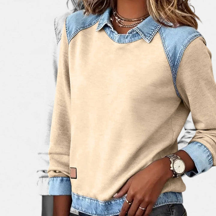 Orlane | Women's Raglan Sweater with Contrast Collar and Shoulder Panels