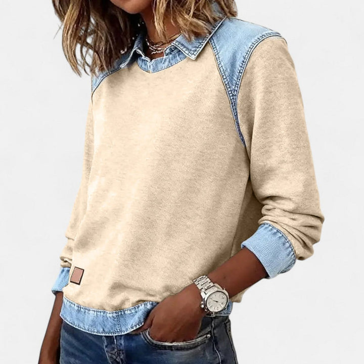 Orlane | Women's Raglan Sweater with Contrast Collar and Shoulder Panels