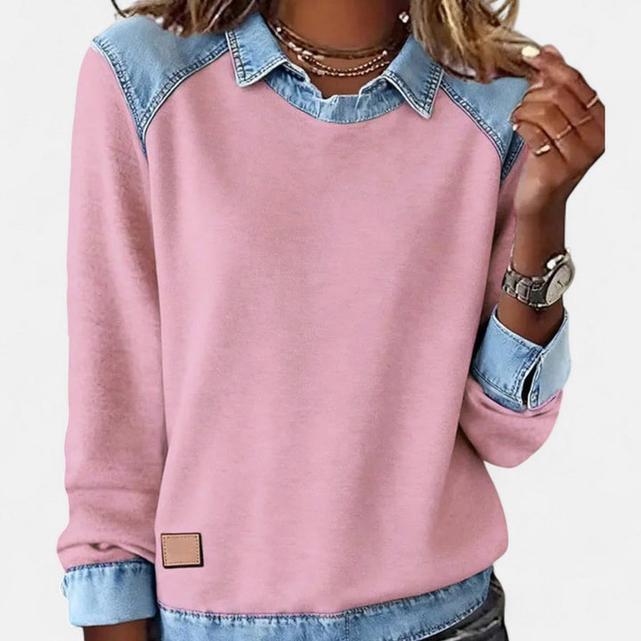 Orlane | Women's Raglan Sweater with Contrast Collar and Shoulder Panels