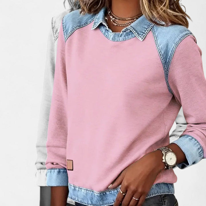 Orlane | Women's Raglan Sweater with Contrast Collar and Shoulder Panels