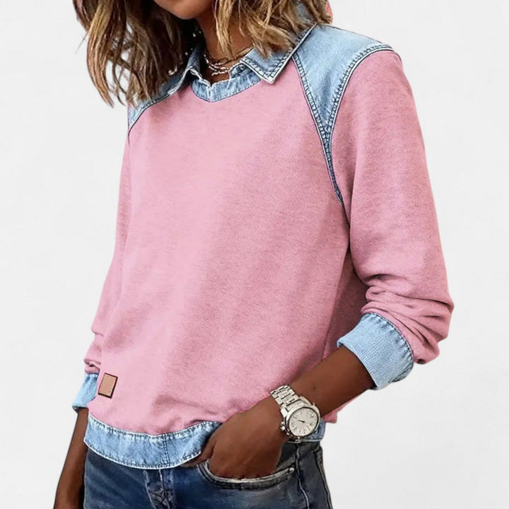 Orlane | Women's Raglan Sweater with Contrast Collar and Shoulder Panels