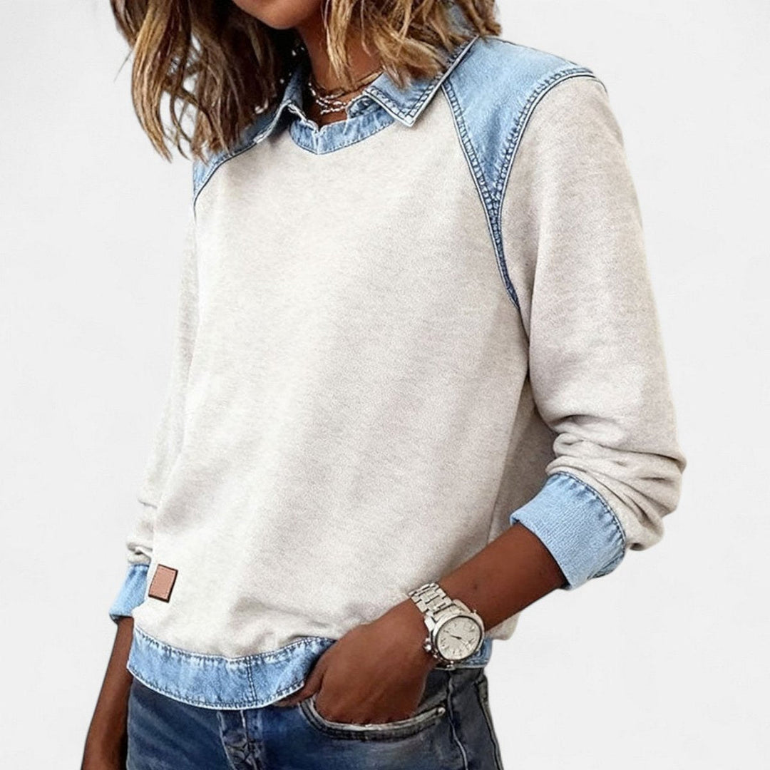 Orlane | Women's Raglan Sweater with Contrast Collar and Shoulder Panels