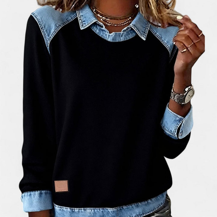 Orlane | Women's Raglan Sweater with Contrast Collar and Shoulder Panels
