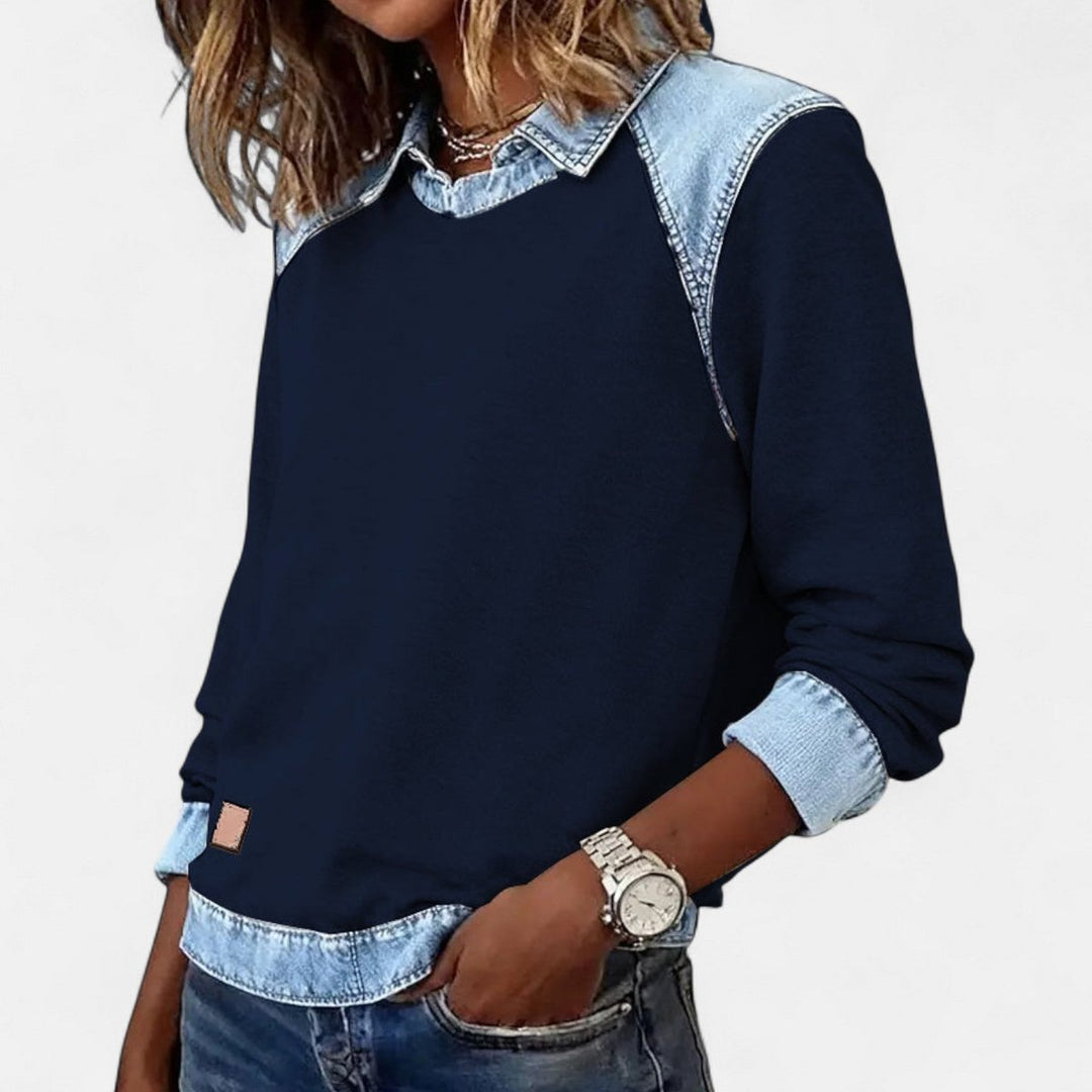 Orlane | Women's Raglan Sweater with Contrast Collar and Shoulder Panels