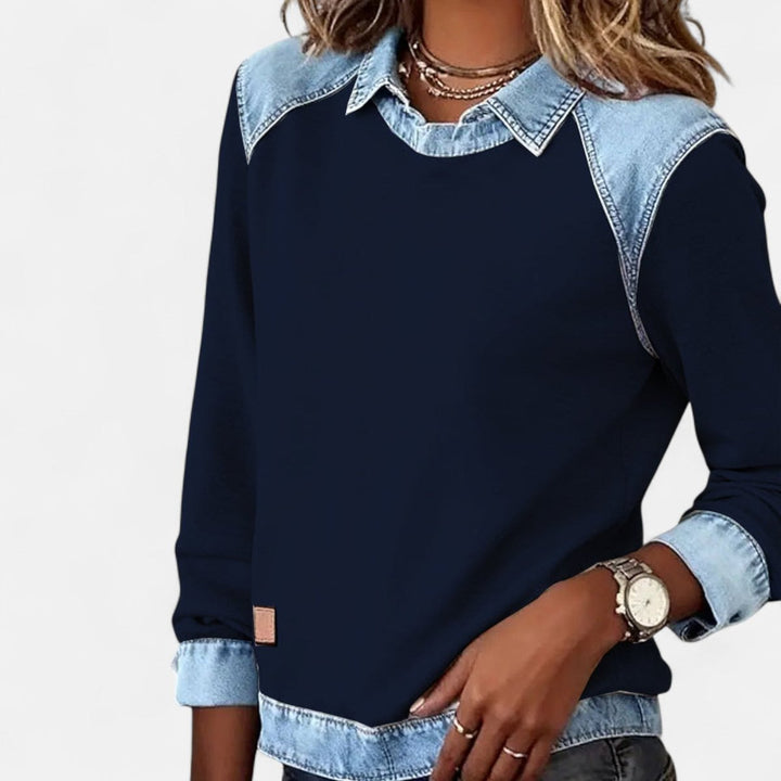 Orlane | Women's Raglan Sweater with Contrast Collar and Shoulder Panels