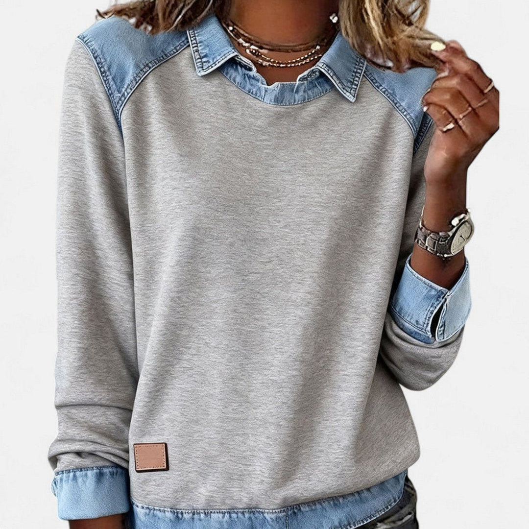 Orlane | Women's Raglan Sweater with Contrast Collar and Shoulder Panels
