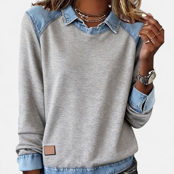 Orlane | Women's Raglan Sweater with Contrast Collar and Shoulder Panels