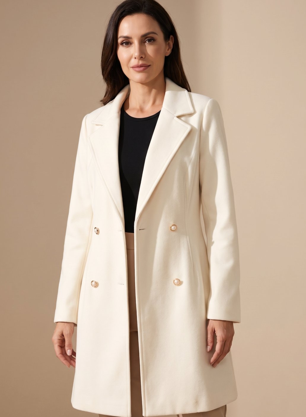 Apolline | Women's Double-Breasted Knee-Length Flared Coat