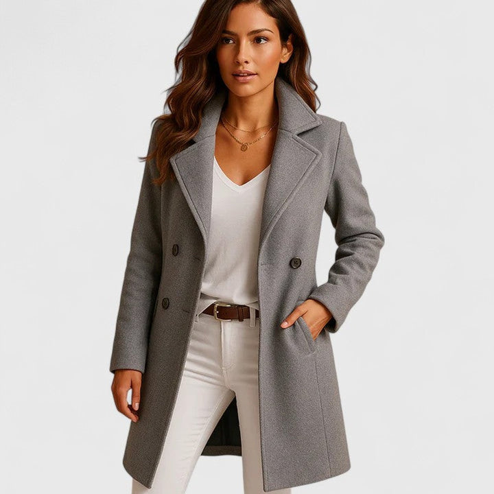Lisette | Women's Slim Knee-Length Coat with Slant Pockets