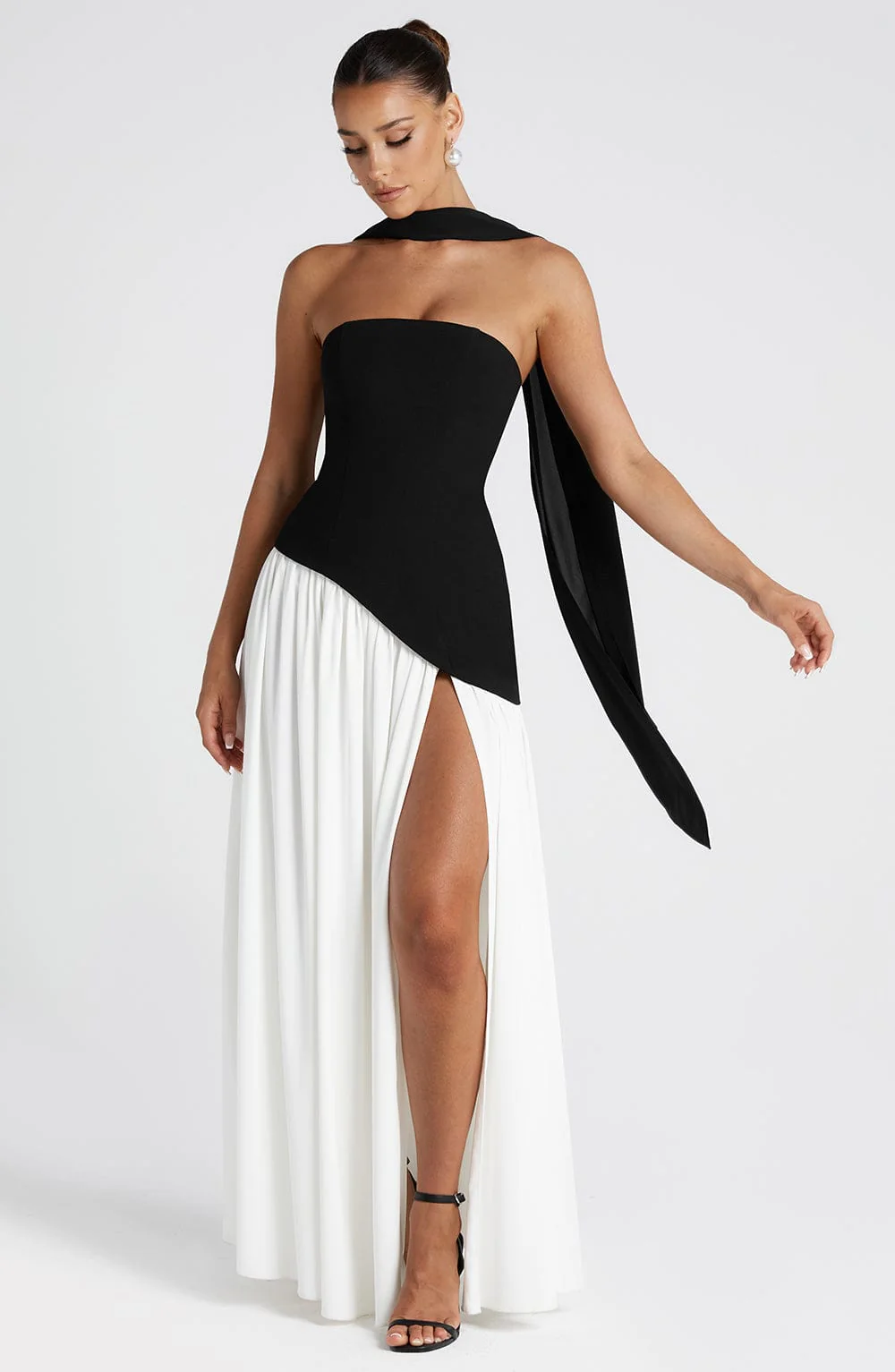 womens-evening-woven-maxi-dress-with-side-slit-and-scarf-11