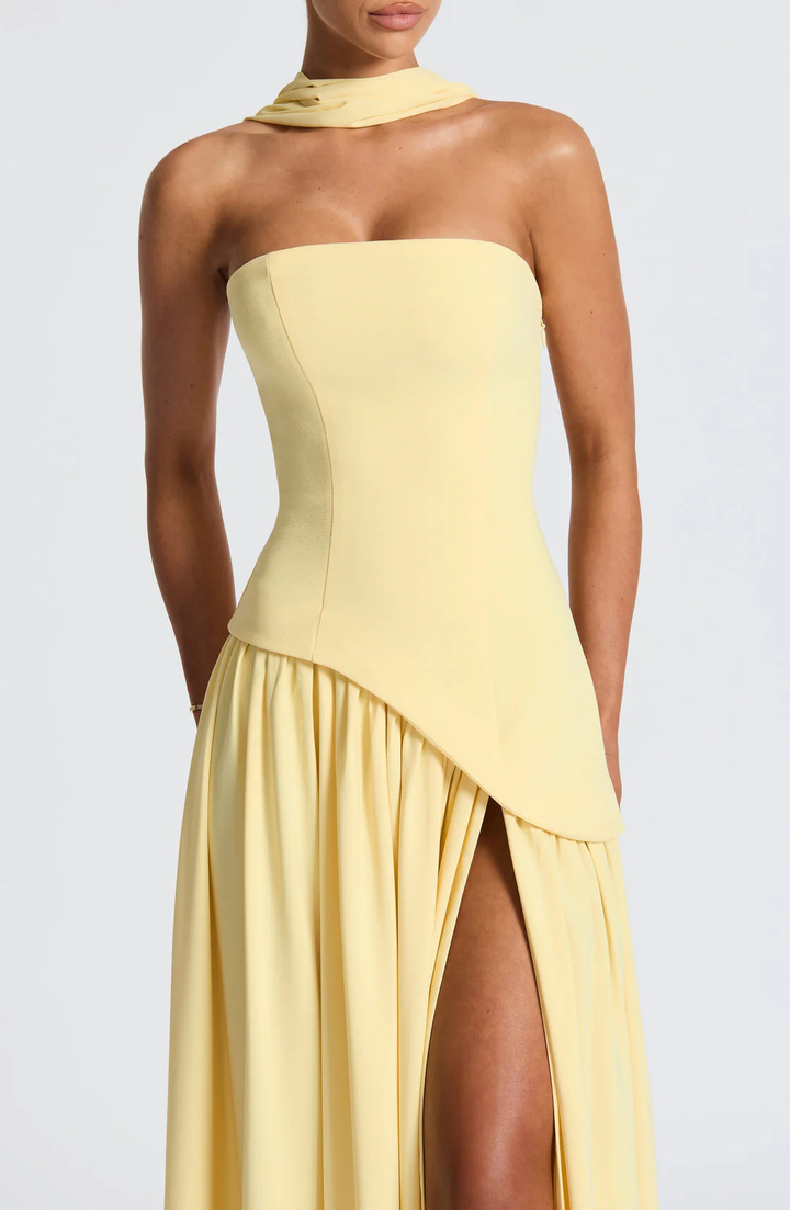womens-evening-woven-maxi-dress-with-side-slit-and-scarf-4