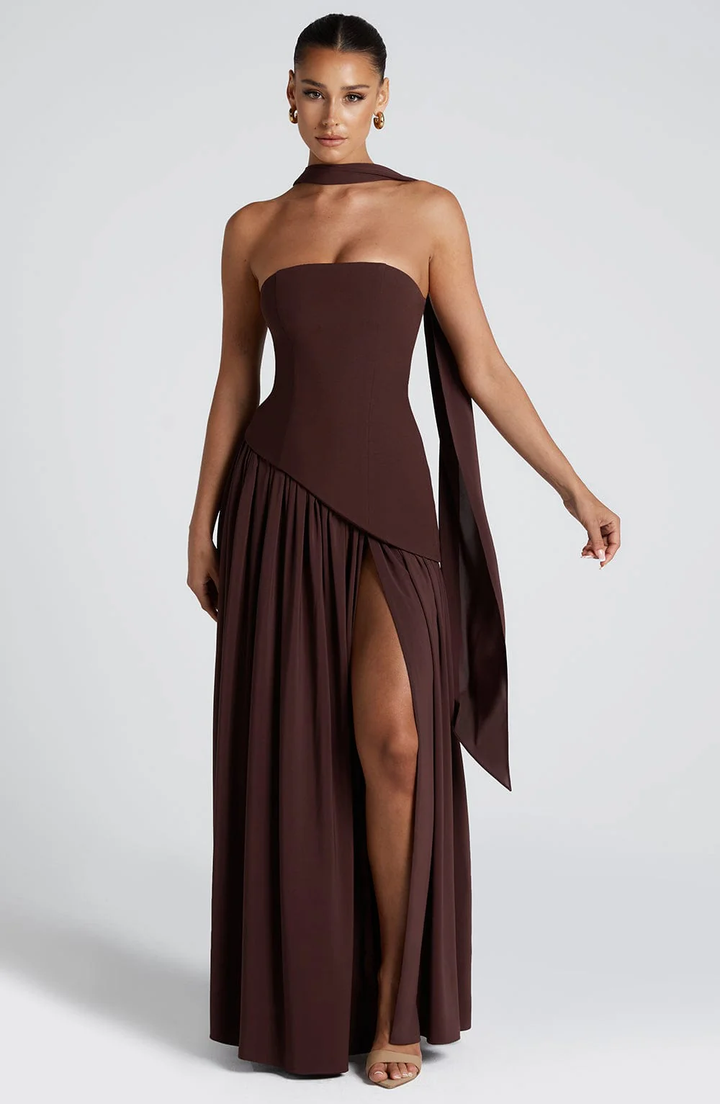 womens-evening-woven-maxi-dress-with-side-slit-and-scarf-6