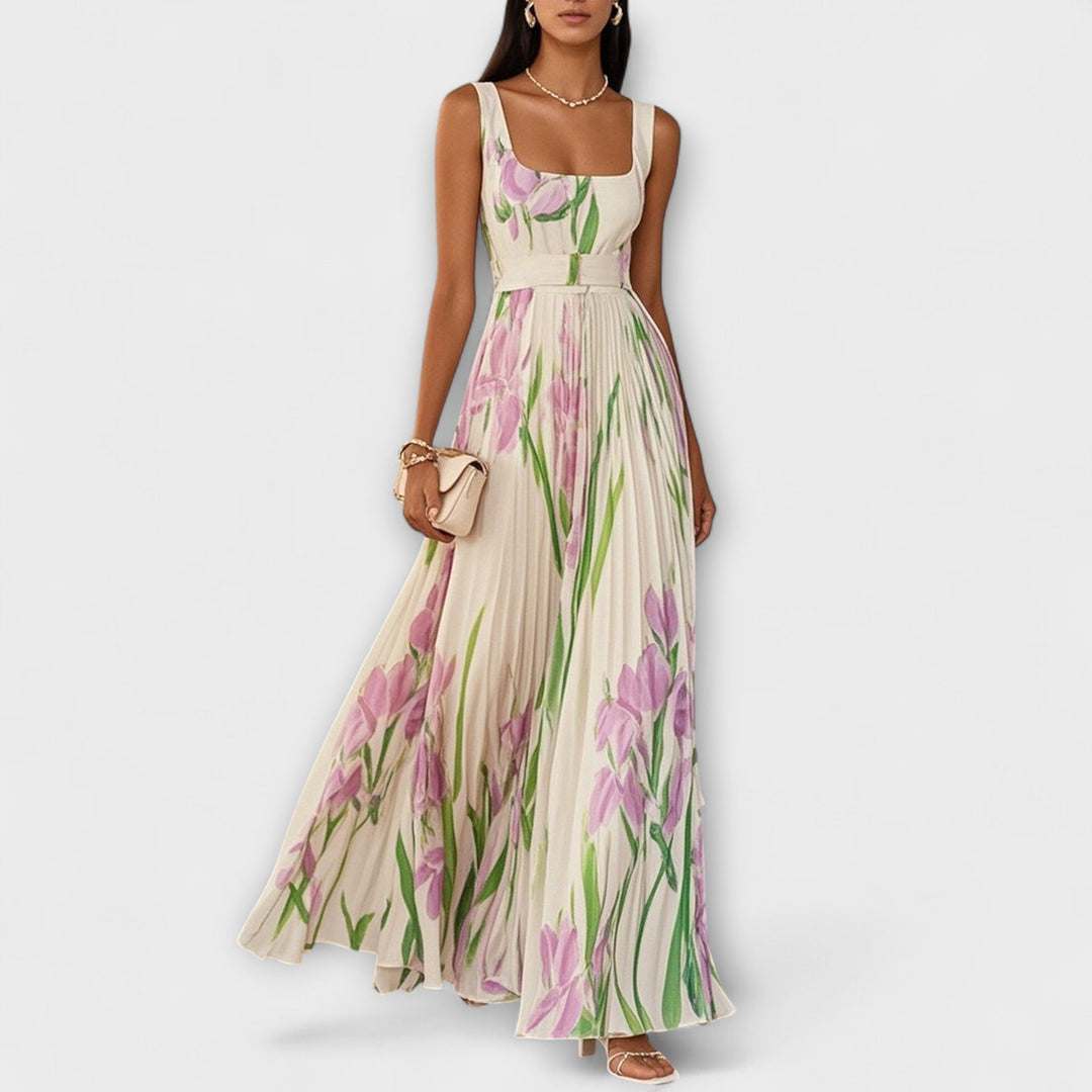 womens-floral-polyester-maxi-dress-with-square-neck-and-belt-1
