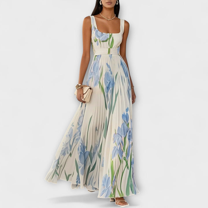 womens-floral-polyester-maxi-dress-with-square-neck-and-belt-2