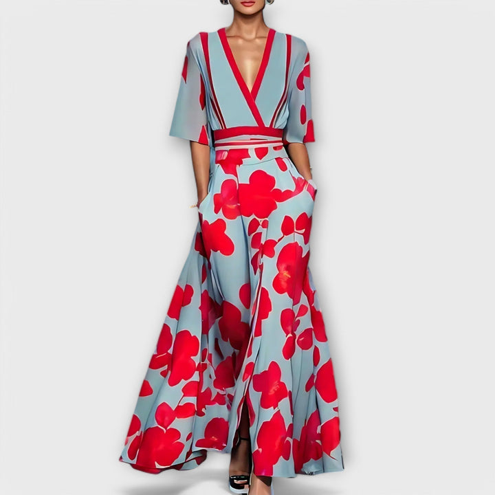womens-floral-woven-maxi-dress-with-v-neck-and-sash-waist-1