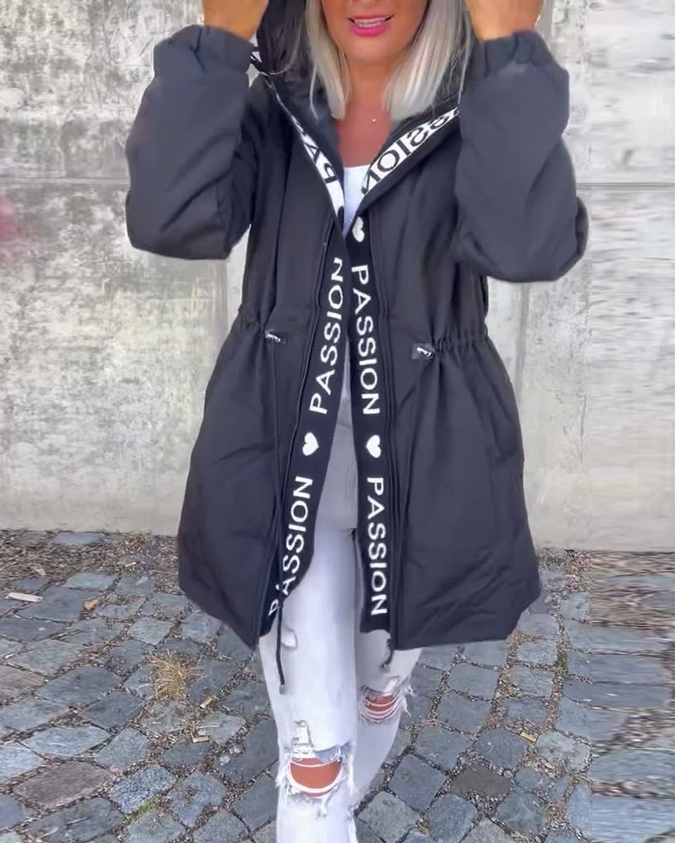 Elise | Women's Longline Hooded Parka with Drawstring Waist