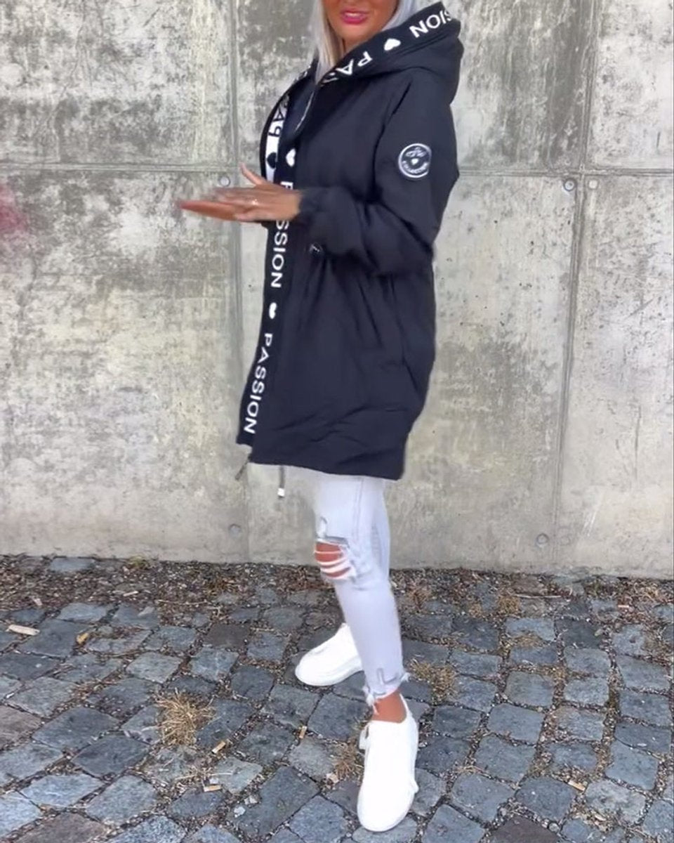 Elise | Women's Longline Hooded Parka with Drawstring Waist