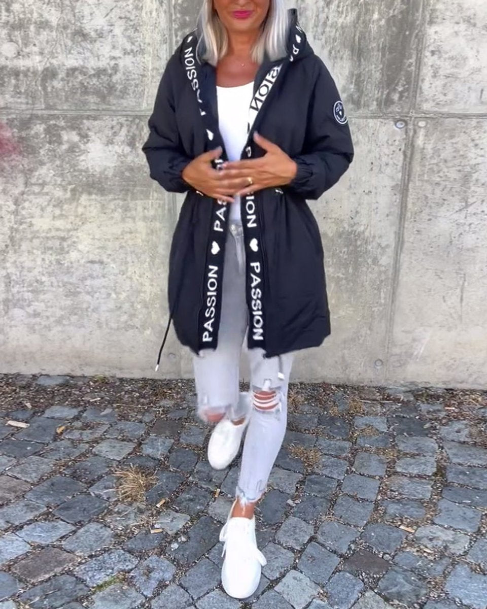 Elise | Women's Longline Hooded Parka with Drawstring Waist