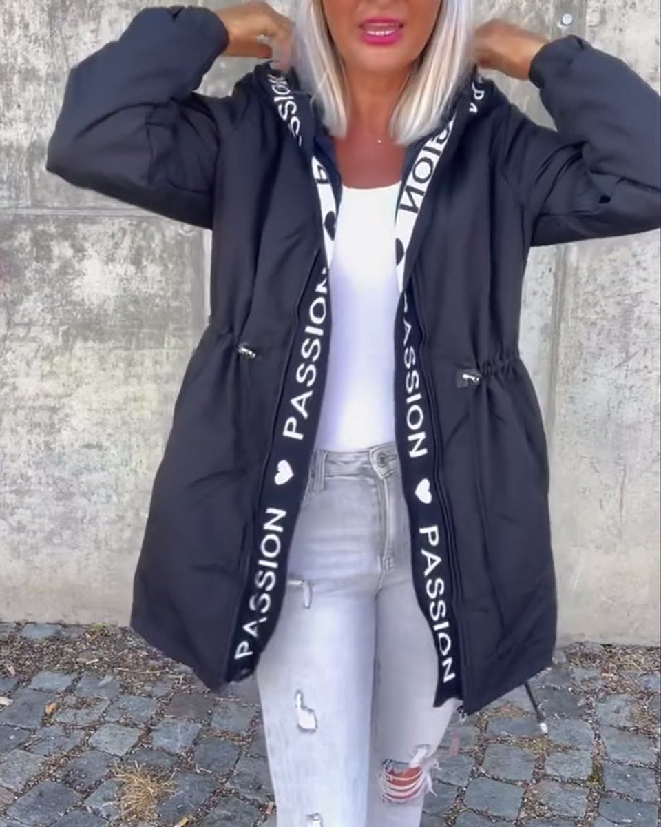 Elise | Women's Longline Hooded Parka with Drawstring Waist