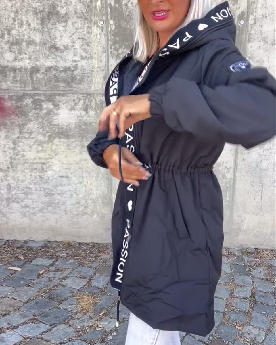 Elise | Women's Longline Hooded Parka with Drawstring Waist