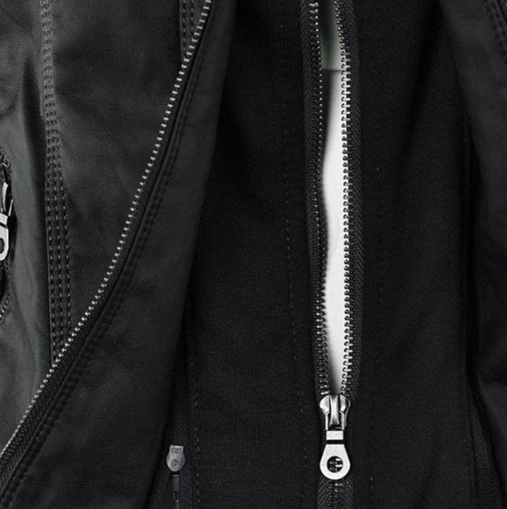 Gabrielle | Women's Hooded Moto Jacket with Zip Front