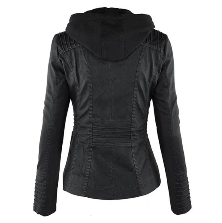 Gabrielle | Women's Hooded Moto Jacket with Zip Front