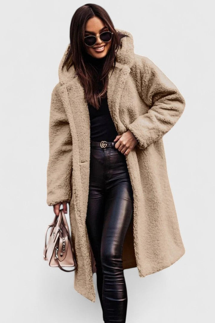 Cecile | Women's Longline Open-Front Textured Coat