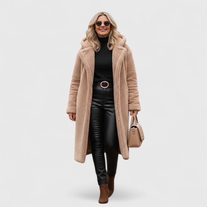 Cecile | Women's Longline Open-Front Textured Coat