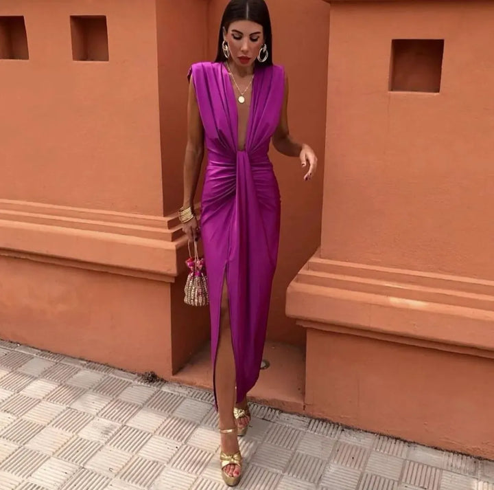 womens-knit-midi-dress-with-front-knot-and-v-neck-5
