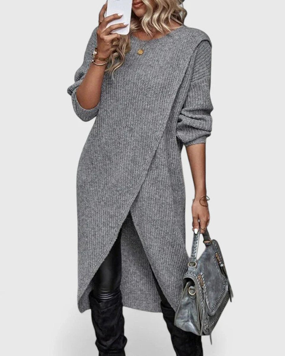 Ilona | Women's Asymmetric Wrap Hem Knit Tunic