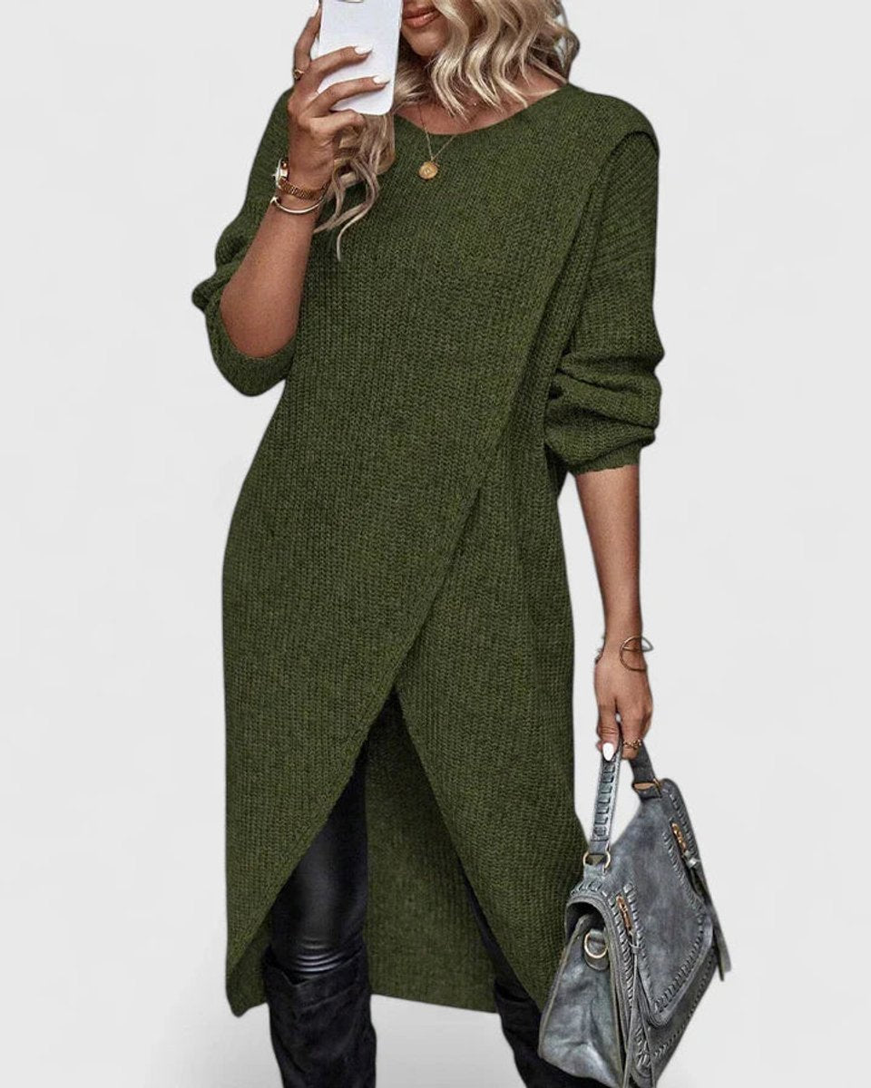 Ilona | Women's Asymmetric Wrap Hem Knit Tunic