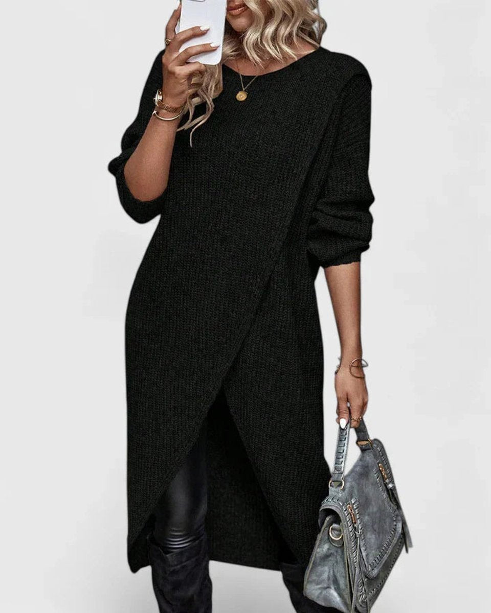 Ilona | Women's Asymmetric Wrap Hem Knit Tunic
