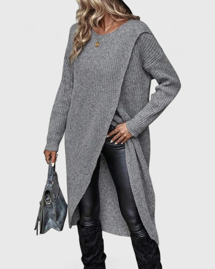 Ilona | Women's Asymmetric Wrap Hem Knit Tunic