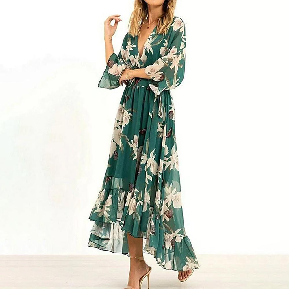 womens-maxi-dress-in-sheer-woven-material-with-v-neck-and-ruffle-hem-1
