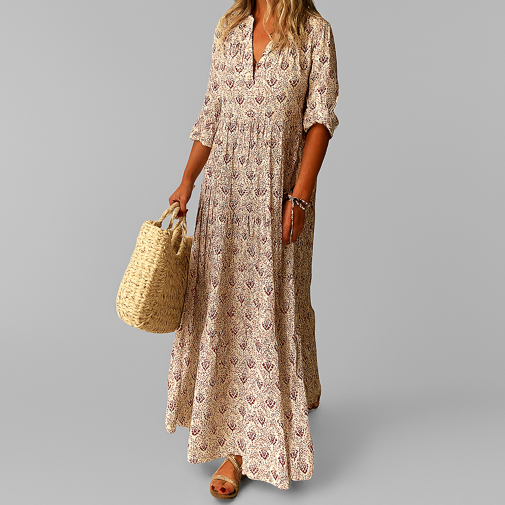 womens-maxi-polyester-blend-dress-with-v-neck-and-34-sleeves-2
