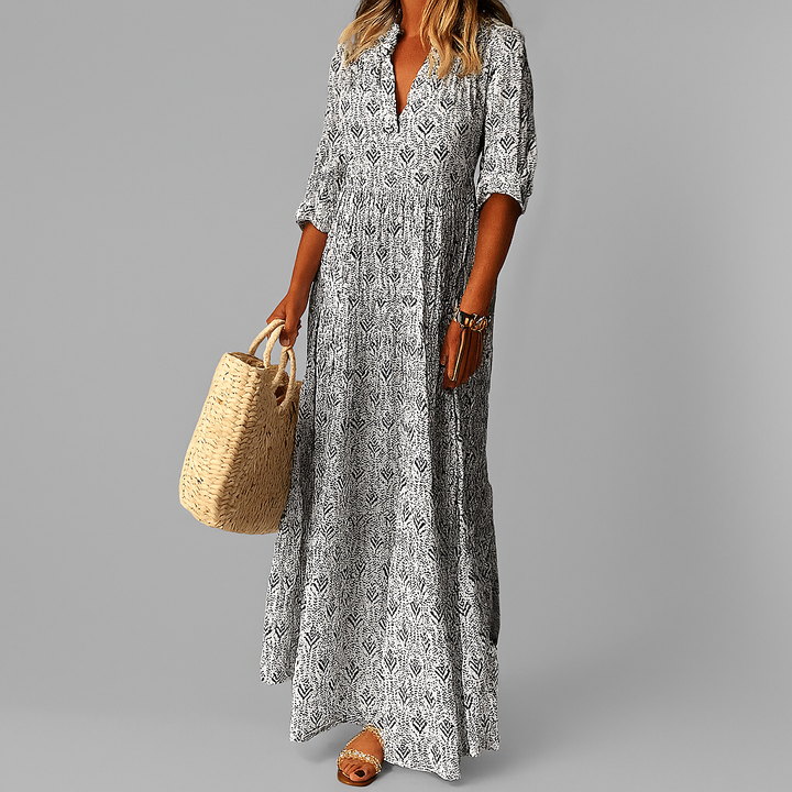 womens-maxi-polyester-blend-dress-with-v-neck-and-34-sleeves-3
