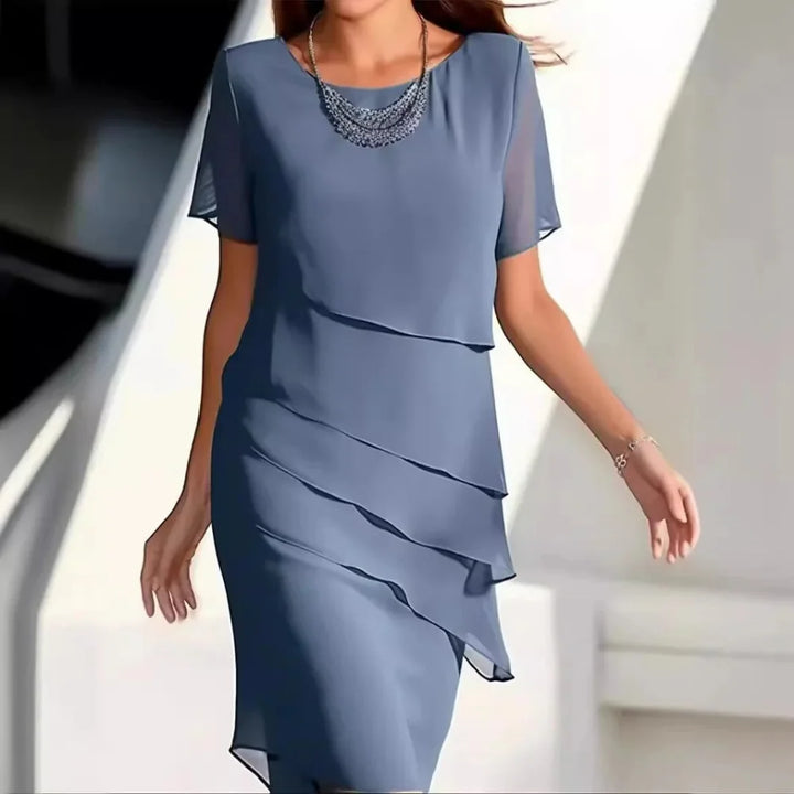 womens-midi-dress-in-chiffon-with-round-neck-and-tiered-overlay-3
