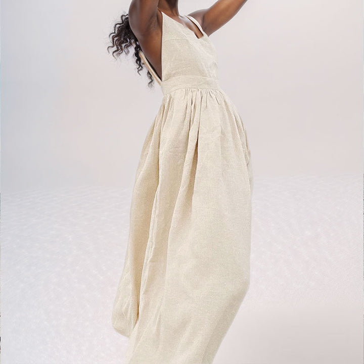 womens-midi-dress-in-woven-material-with-tie-straps-and-side-slit-3