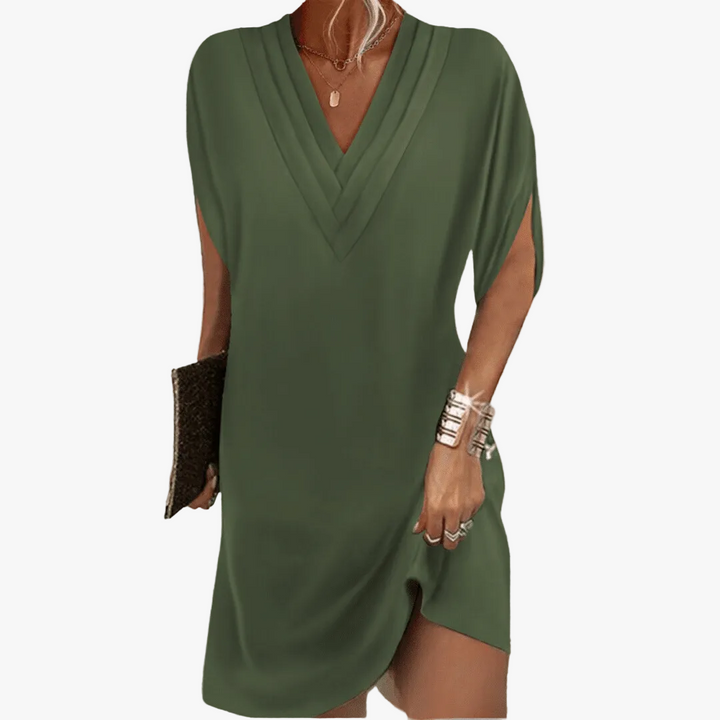 womens-midi-dress-with-layered-v-neck-and-sleeve-slits-1
