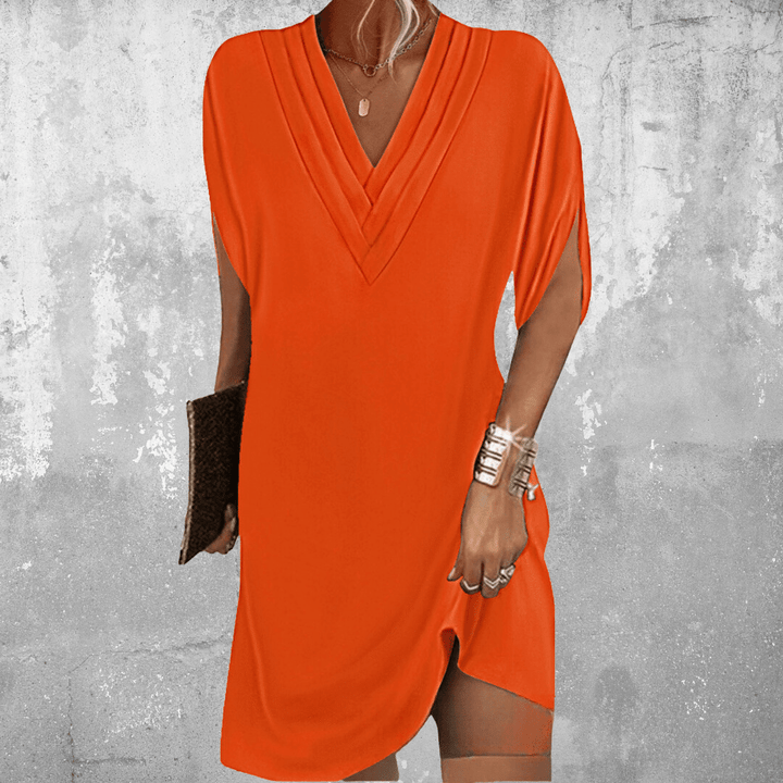 womens-midi-dress-with-layered-v-neck-and-sleeve-slits-5