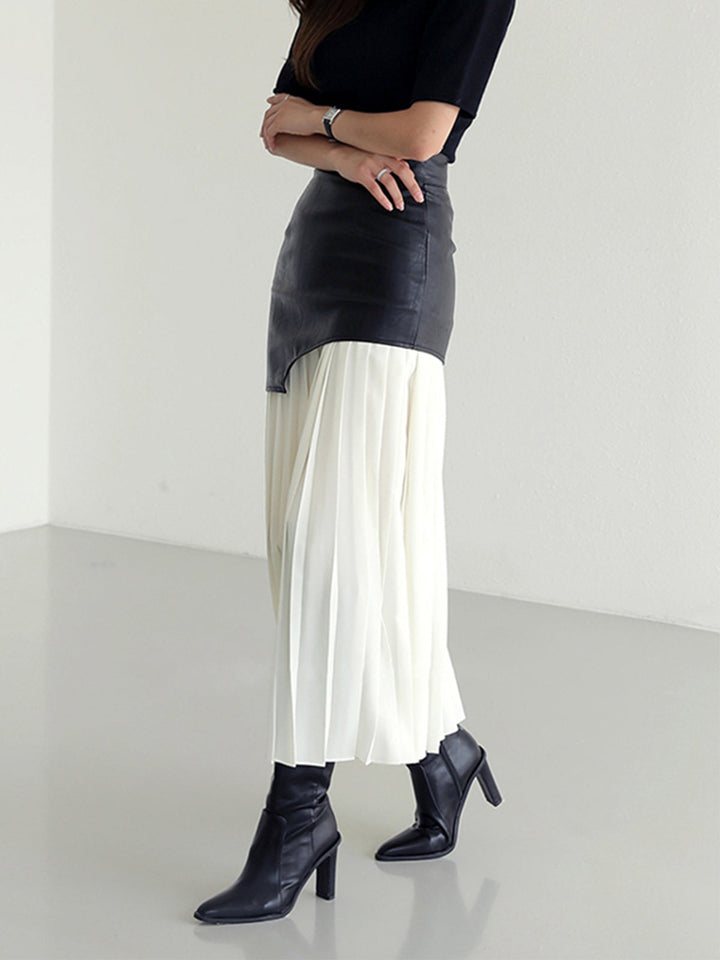 womens-midi-skirt-with-faux-overlay-and-pleated-hem-4