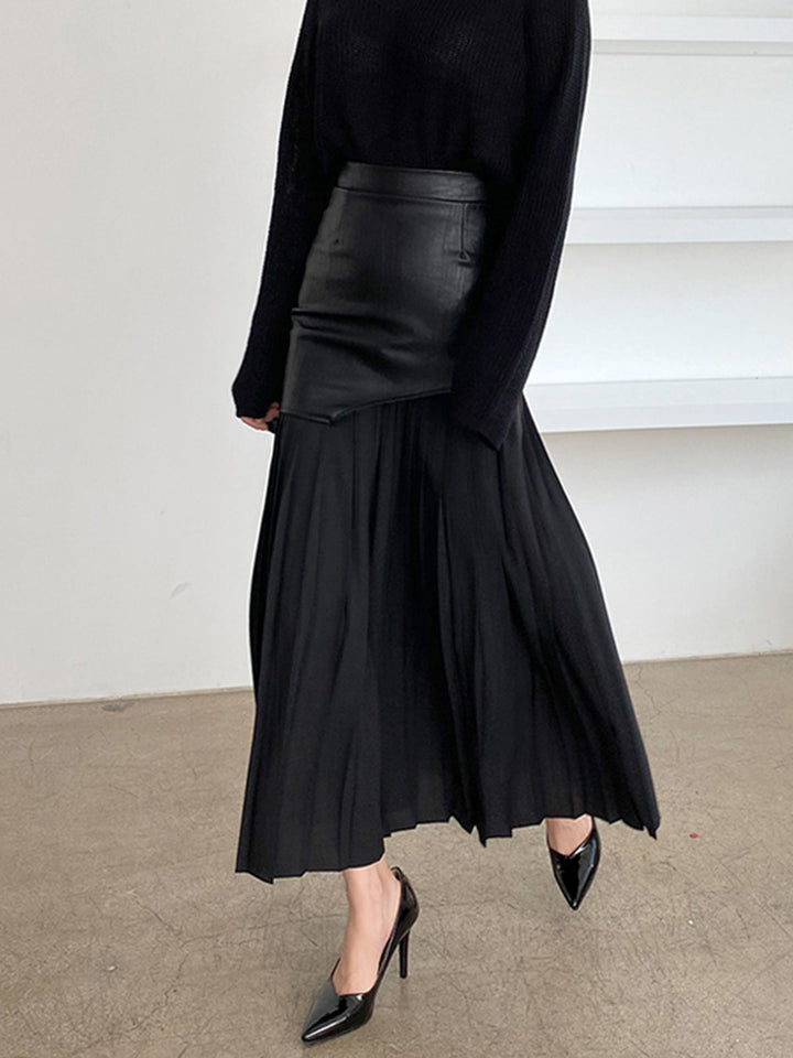 womens-midi-skirt-with-faux-overlay-and-pleated-hem-5