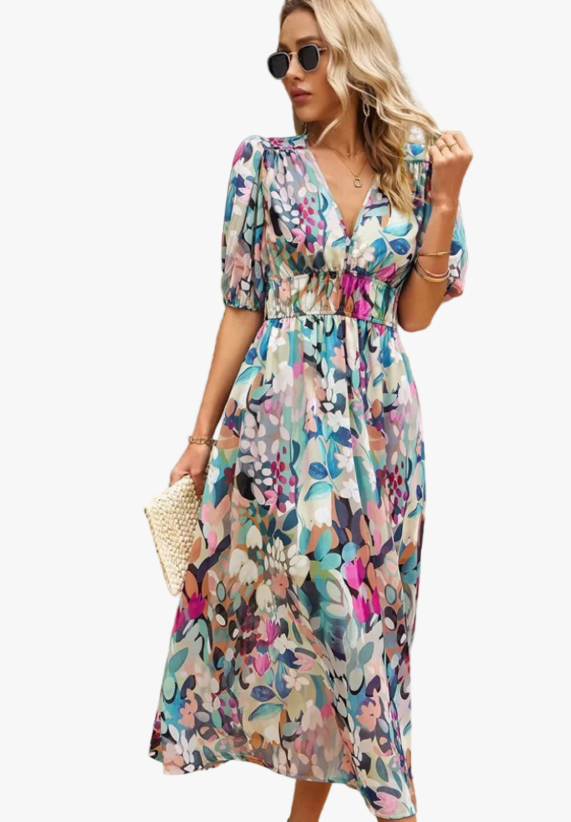 womens-midi-synthetic-dress-with-v-neck-and-smocked-waist-1