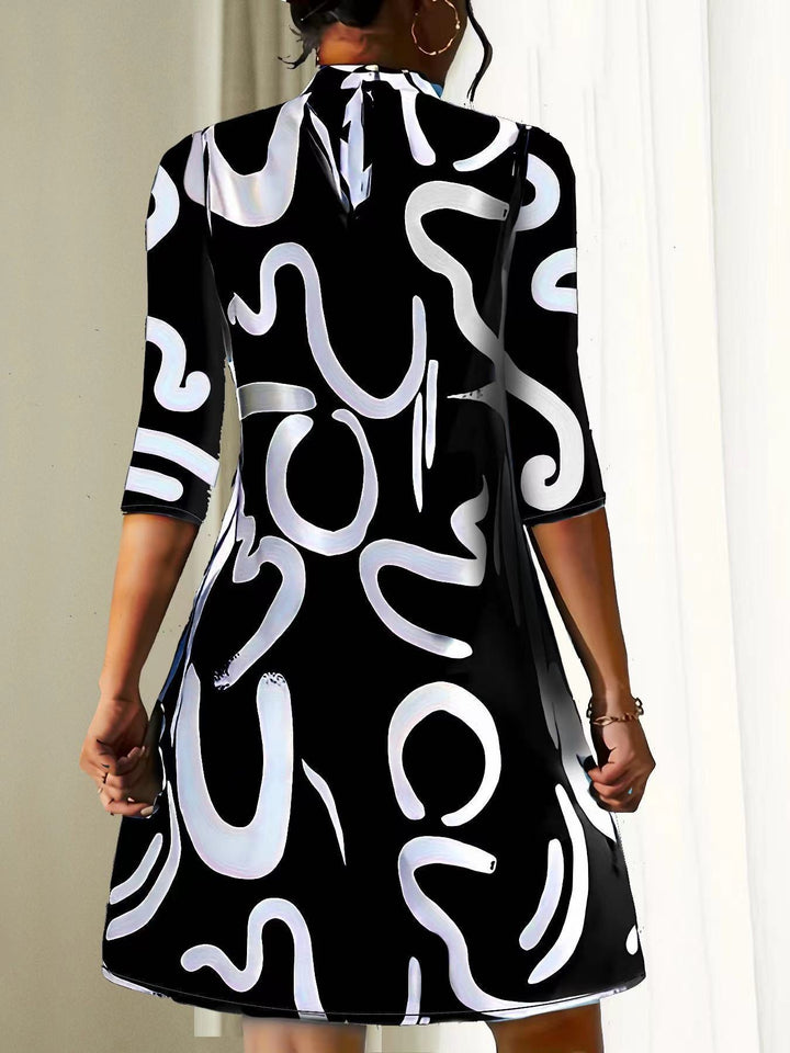 womens-mini-dress-in-knit-with-abstract-print-and-keyhole-back-2