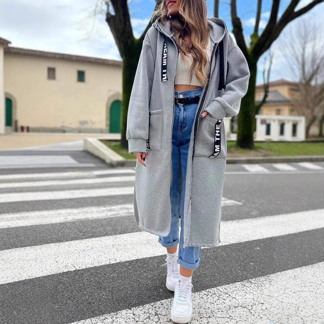 Yvette | Women's Longline Button-Front Coat with Side Slits